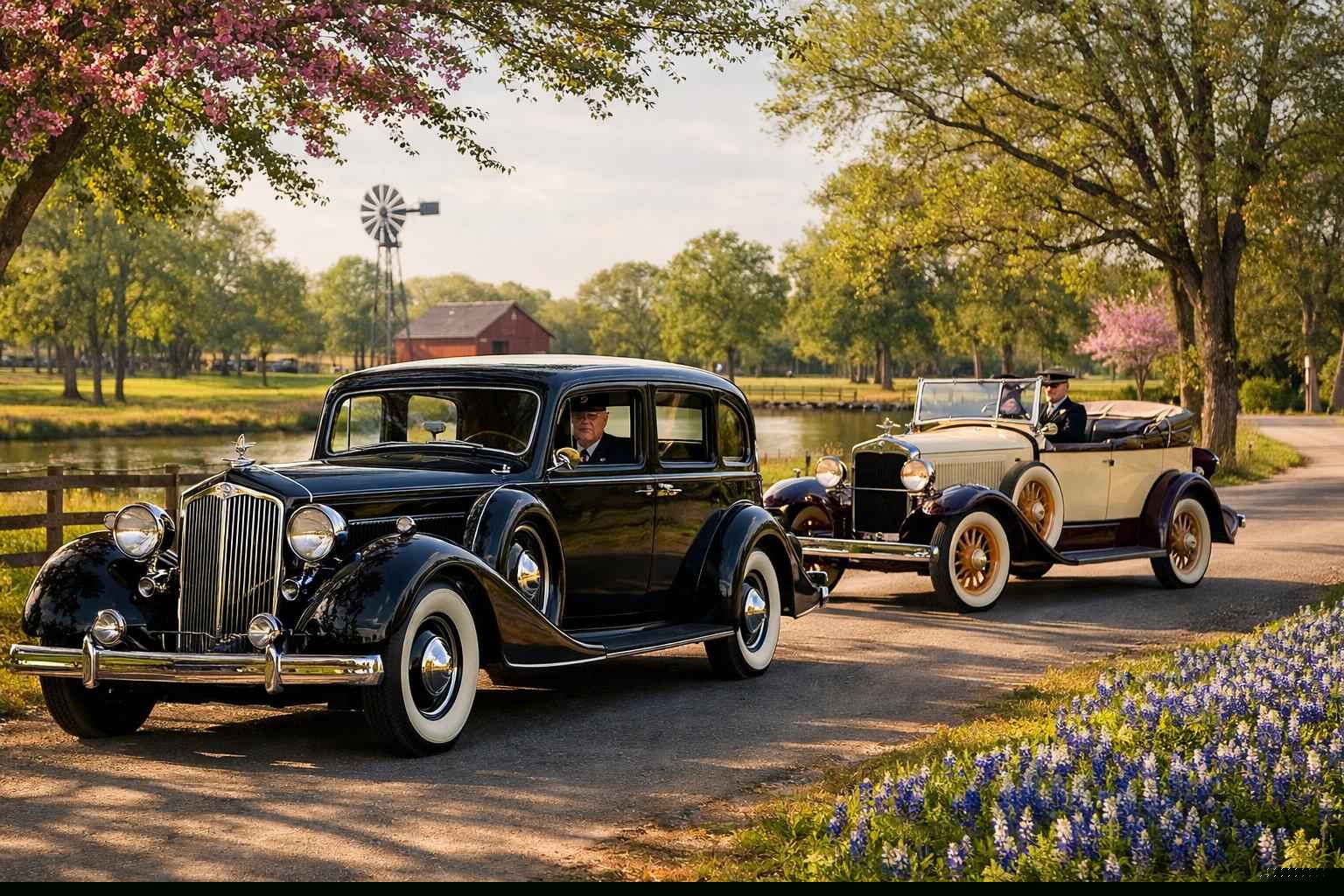 Antique Vehicles with Driver in Spring Texas