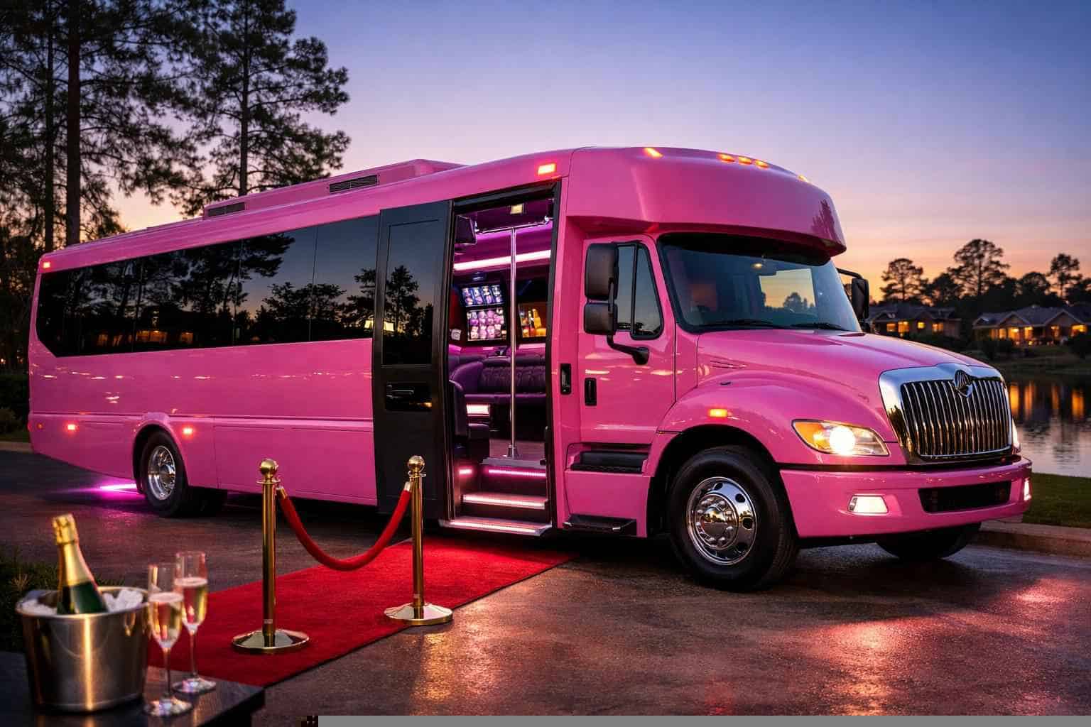 Best Pink Party Bus Rental in Kingwood Texas