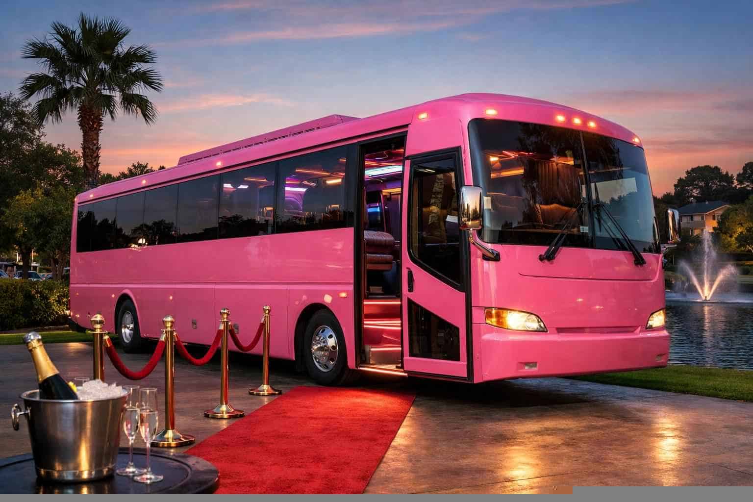 Best Pink Party Bus Rental in Spring Texas