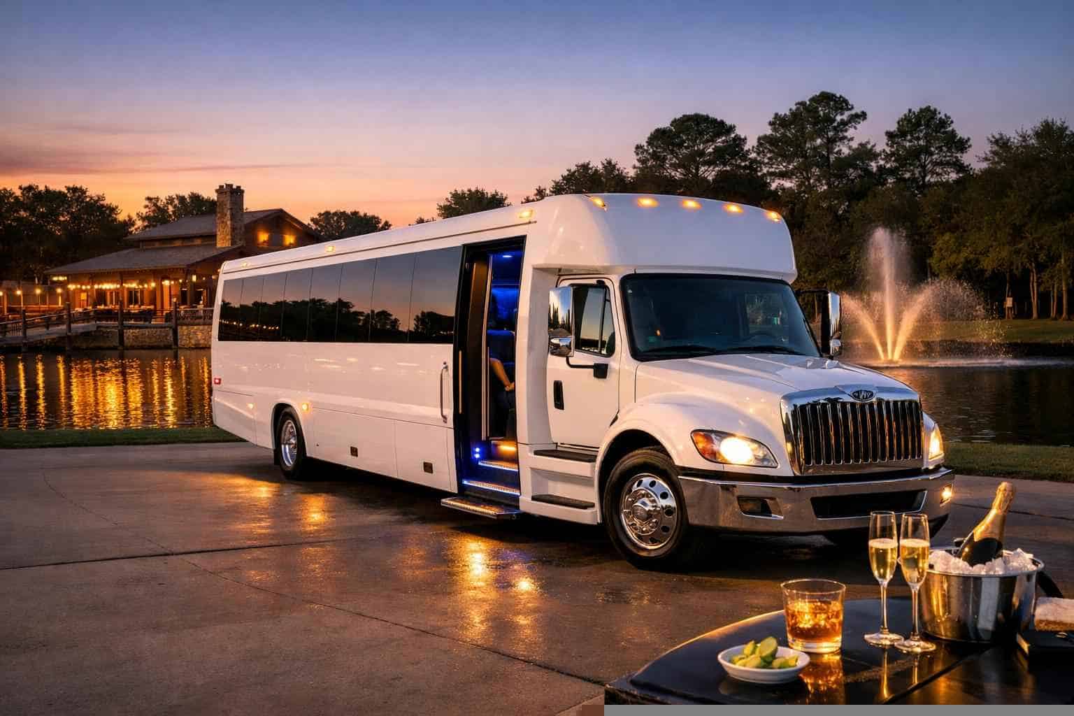 Best White Party Bus Rental in Cypress Texas