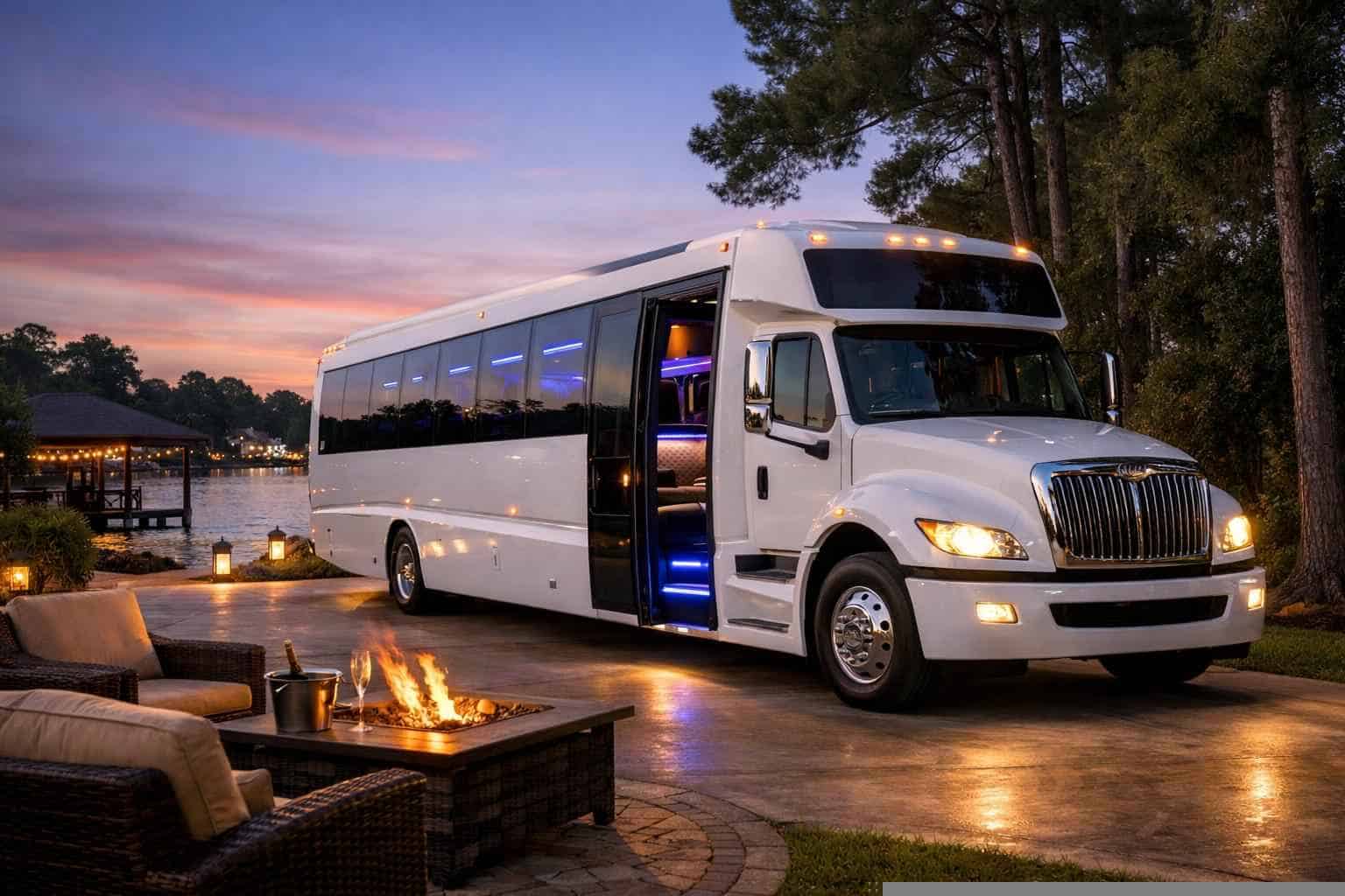 Best White Party Bus Rental in Kingwood Texas