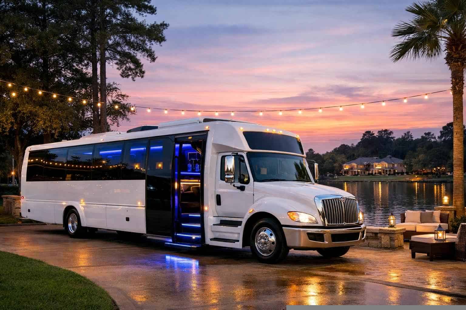 Best White Party Bus Rental in Spring Texas