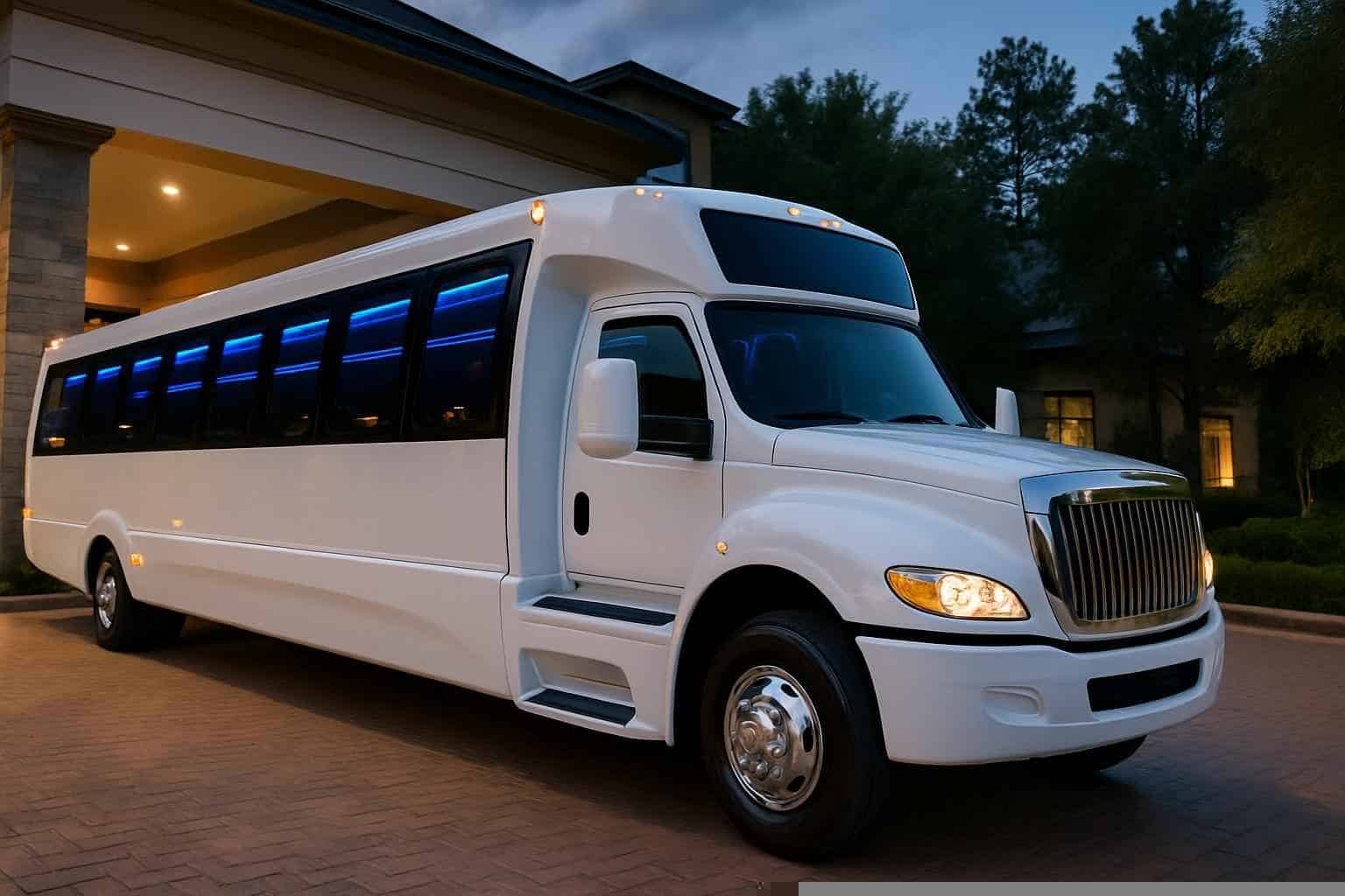 Best White Party Bus Rental in The Woodlands Texas
