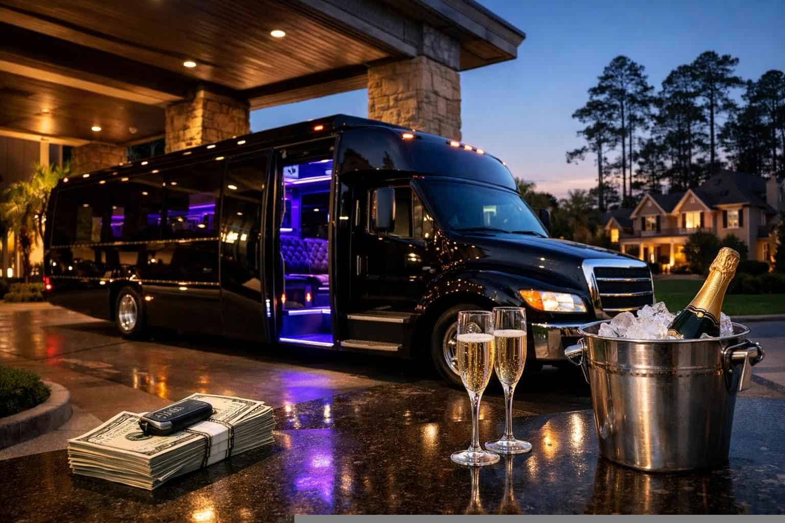 Black Party Bus Rental Prices in Spring TX