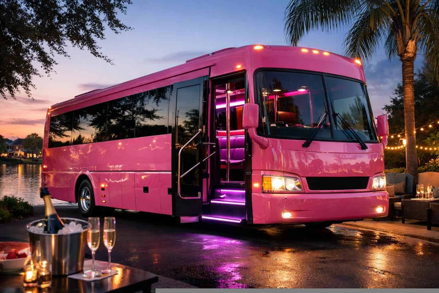 Kingwood Texas Pink Party Bus Rental