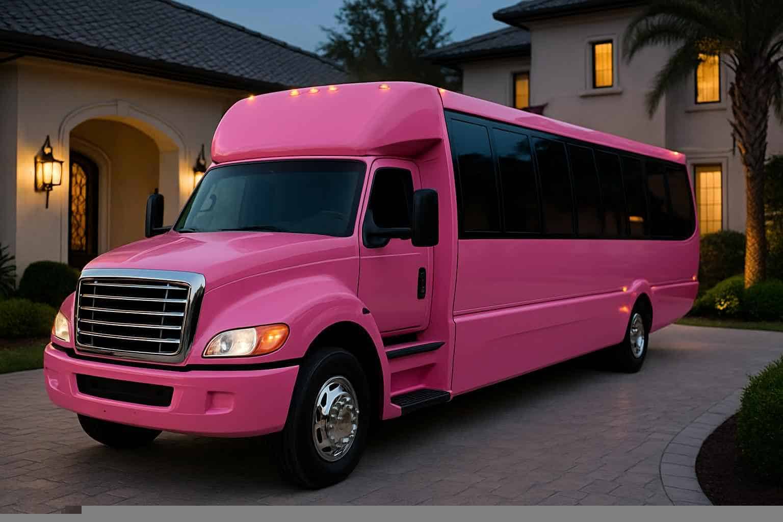 League City Texas Pink Party Bus Rental