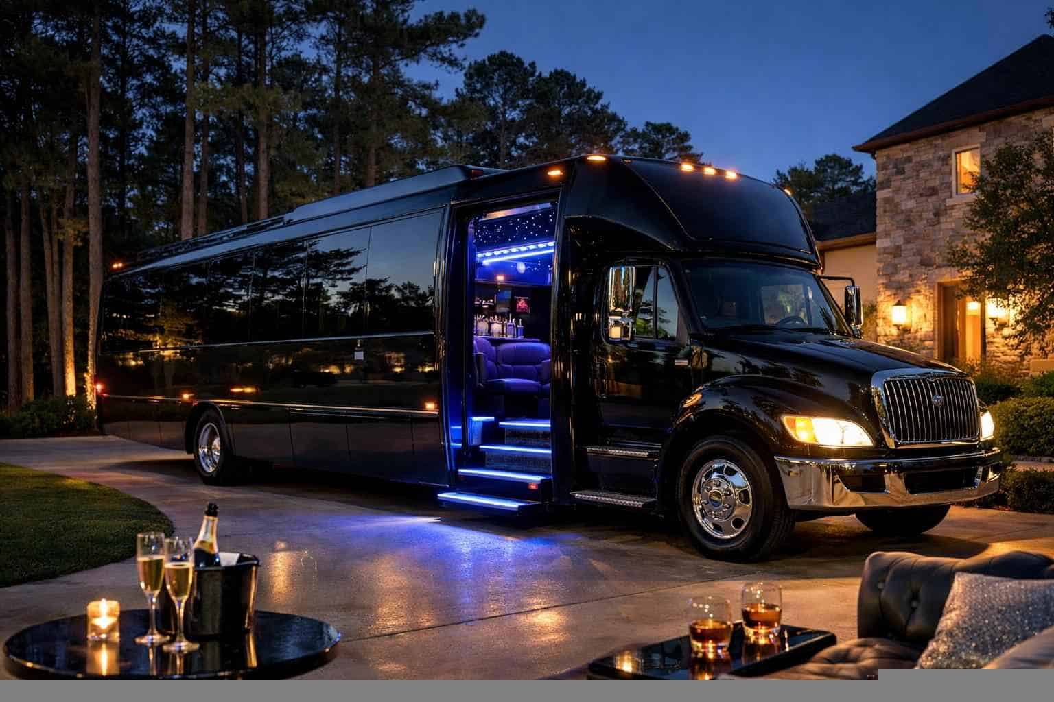 Luxury Black Party Bus Rental In Kingwood Texas