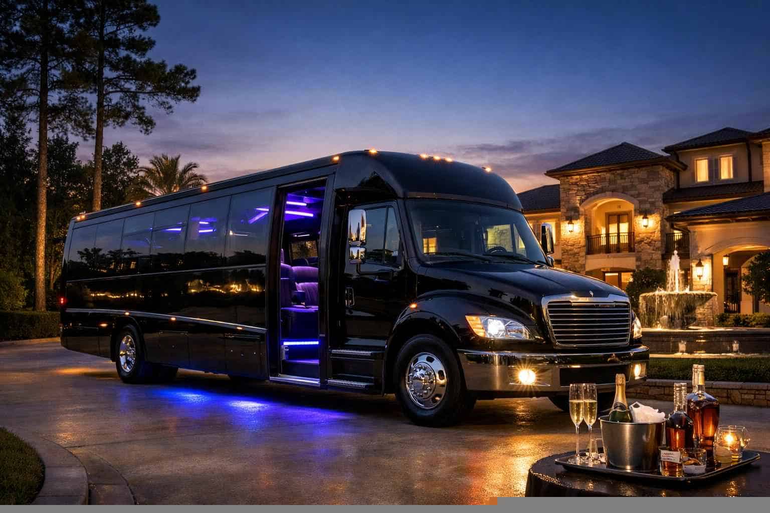 Luxury Black Party Bus Rental in Spring Texas