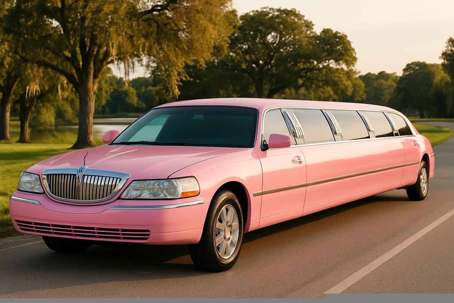 Luxury Pink Limo Rental in Conroe Texas