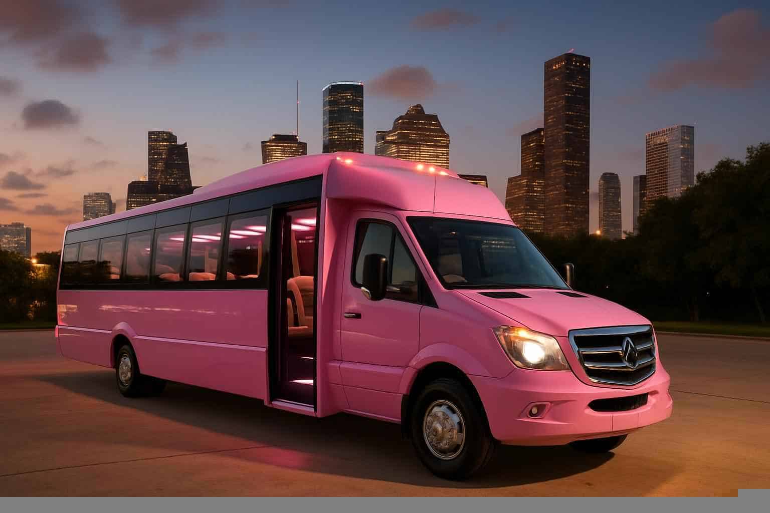 Luxury Pink Party Bus Rental in Houston Texas