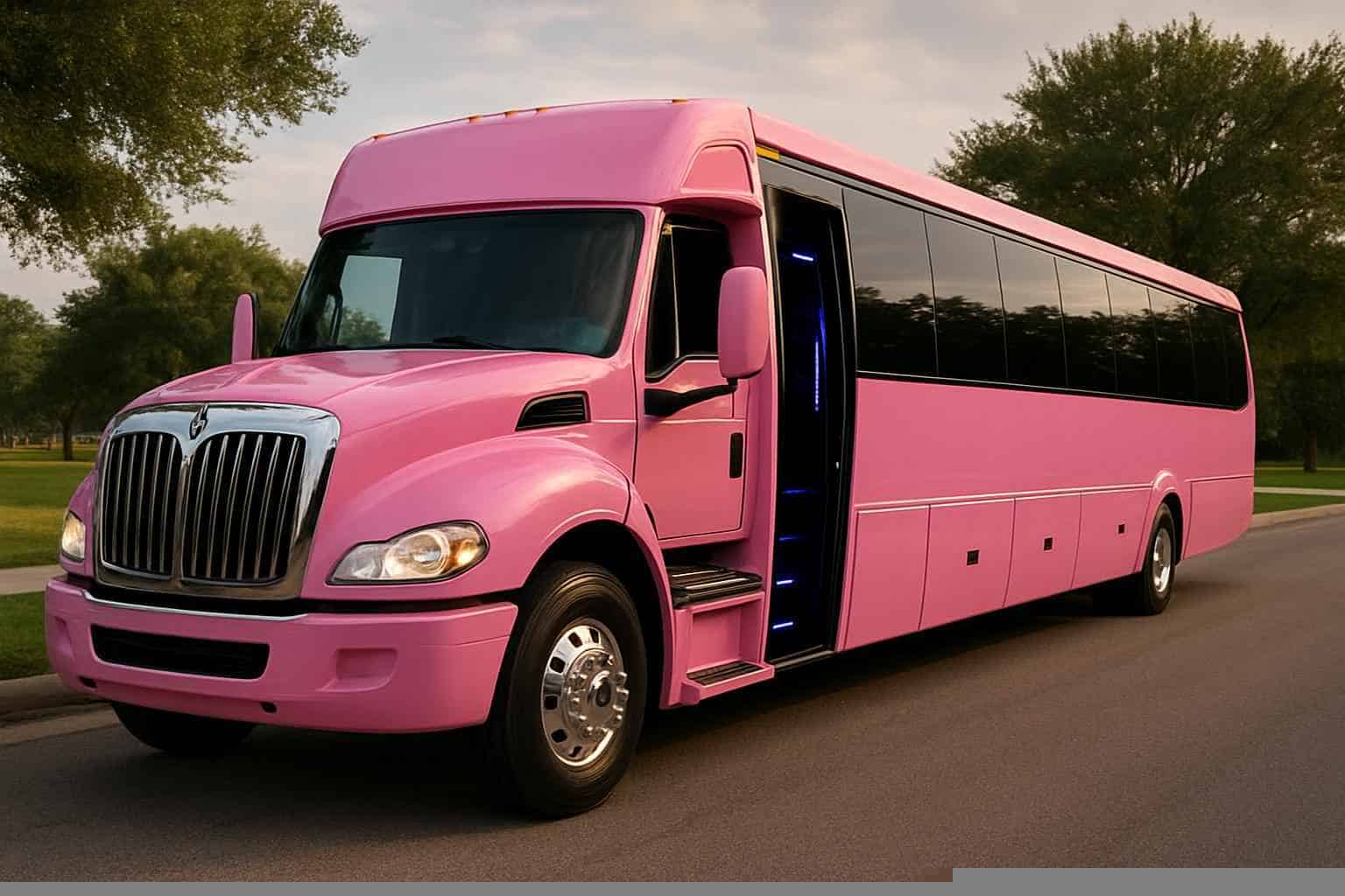 Luxury Pink Party Bus Rental in Sugar Land Texas