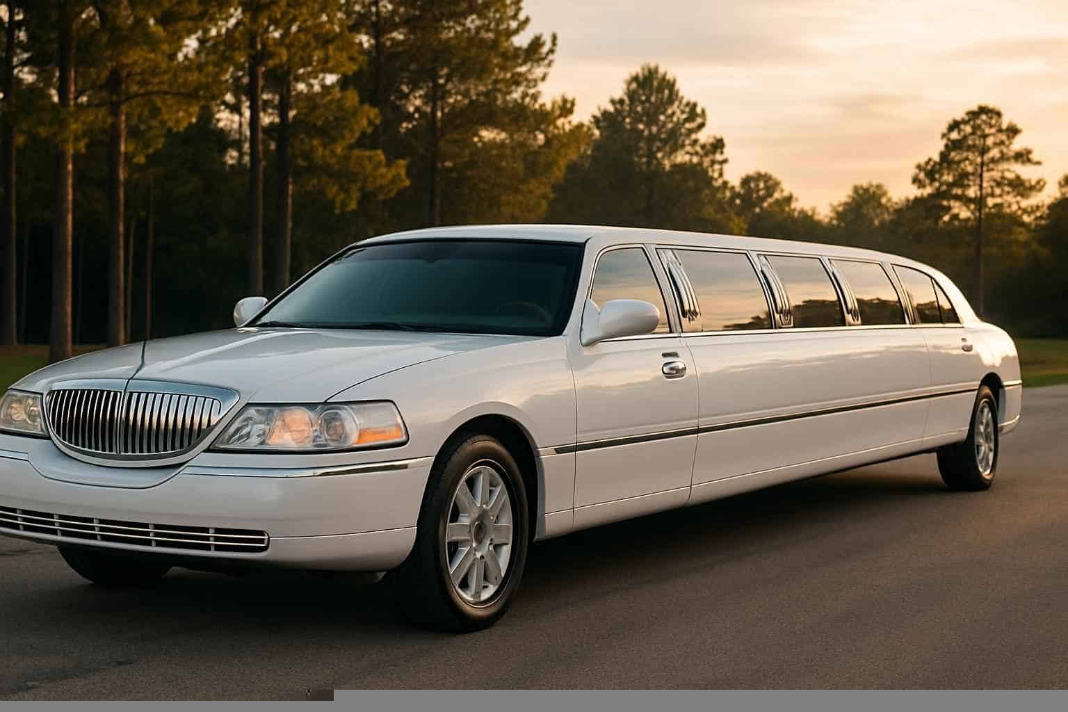 Luxury White Limo Rental in Conroe Texas
