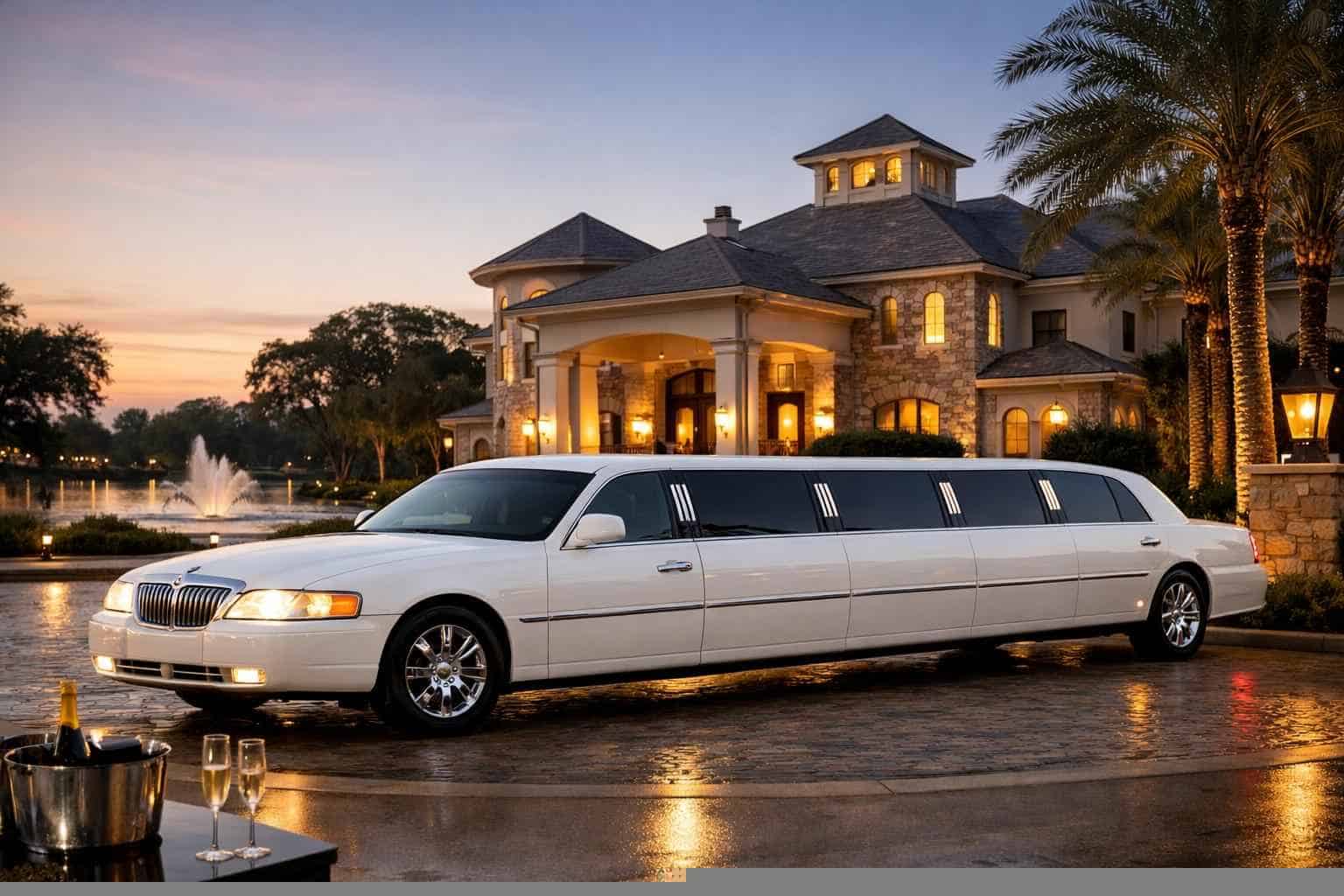 Luxury White Limo Rental in Cypress Texas