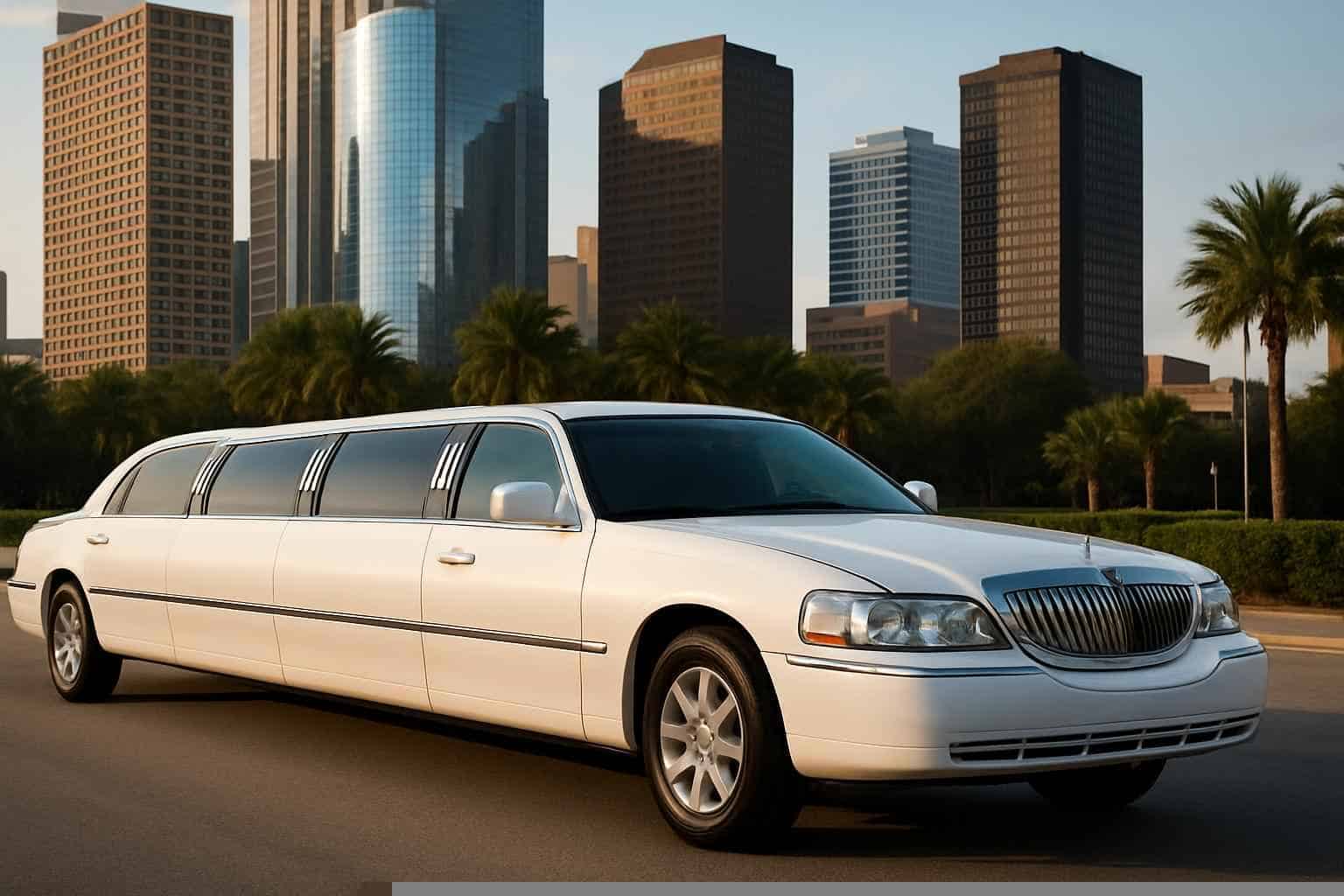 Luxury White Limo Rental in Houston Texas