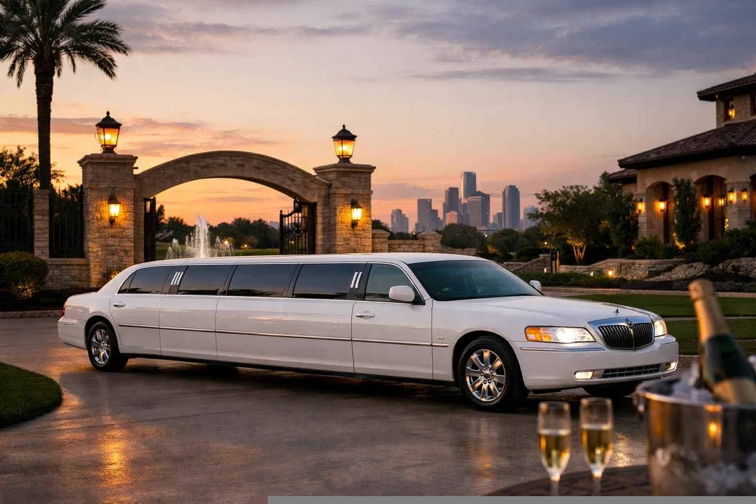 Luxury White Limo Rental in Humble Texas