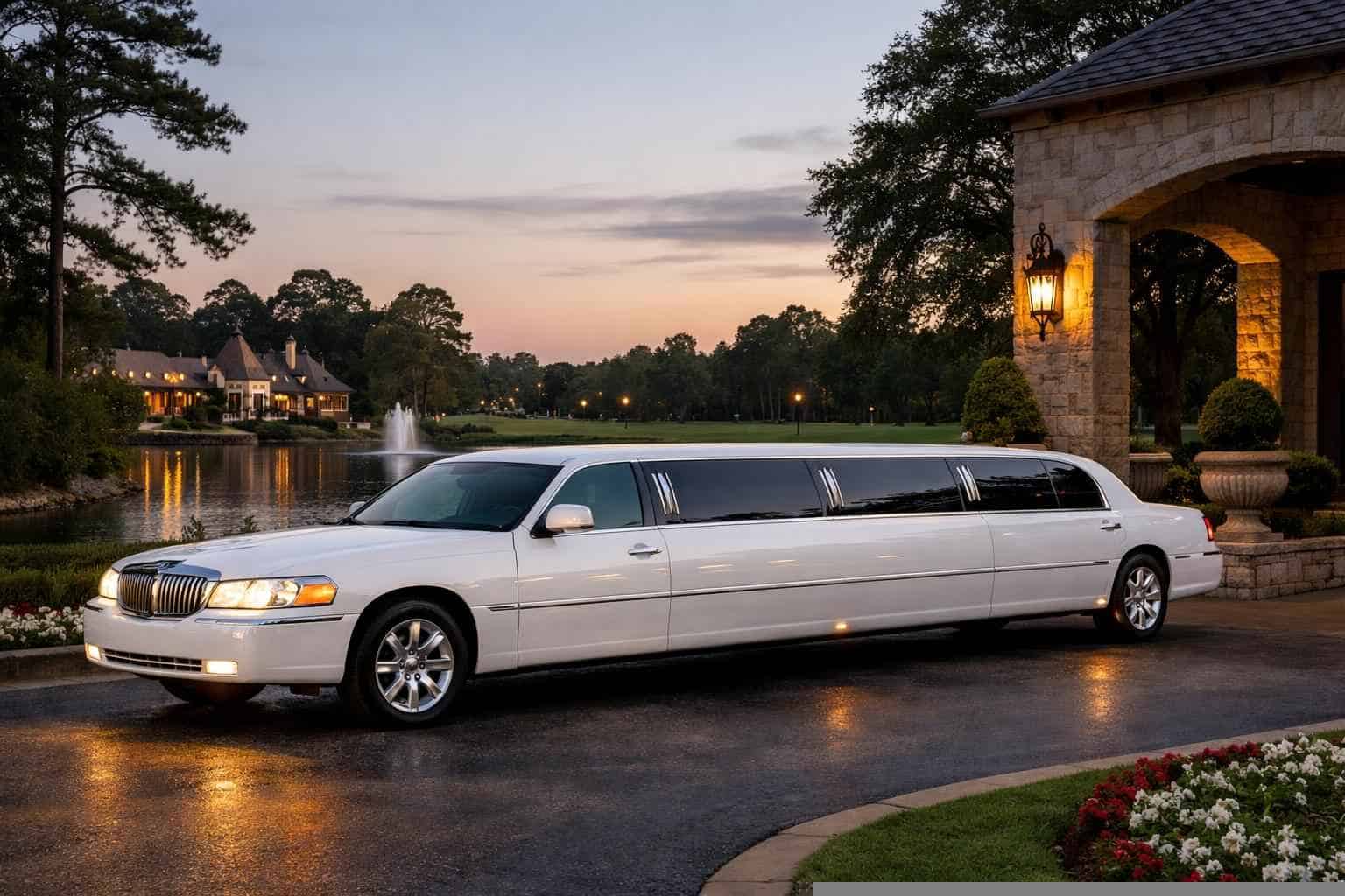 Luxury White Limo Rental in Kingwood Texas