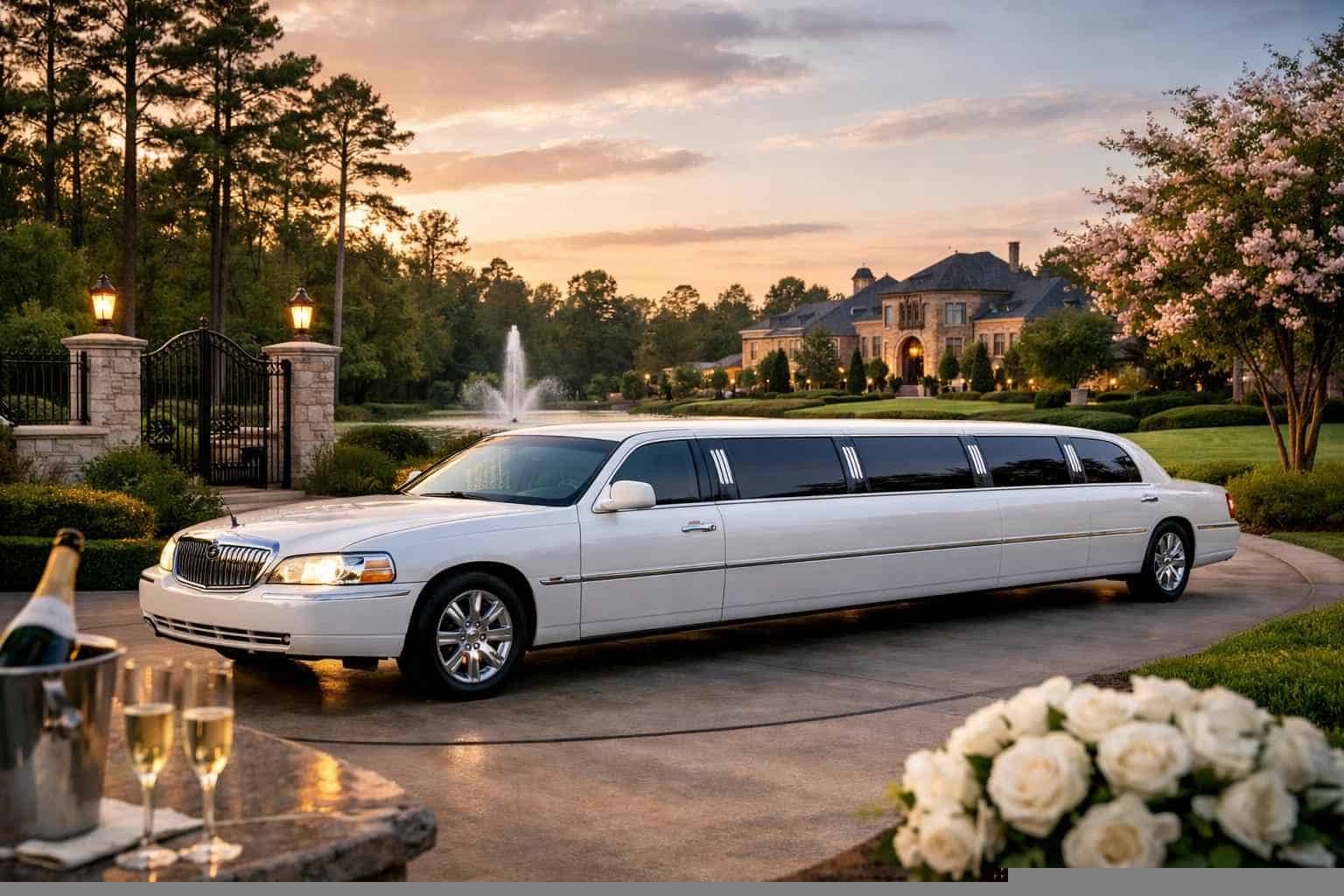 Luxury White Limo Rental in Spring Texas