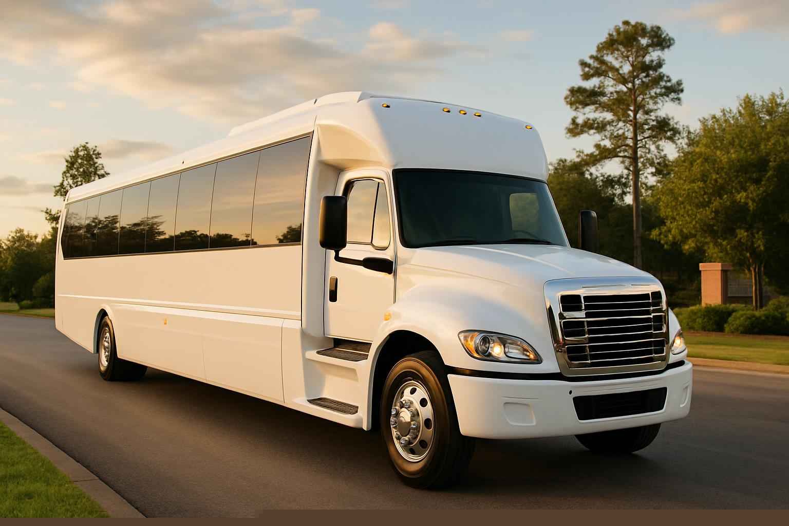 Luxury White Party Bus Rental in Conroe Texas