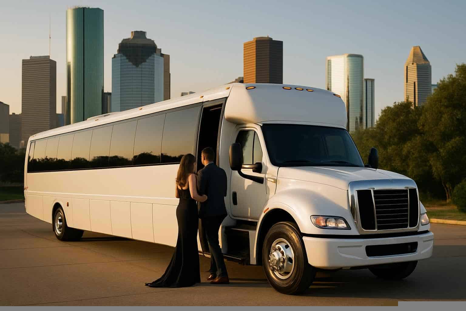 Luxury White Party Bus Rental in Houston Texas