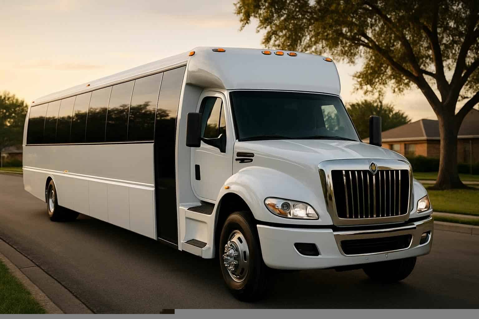 Luxury White Party Bus Rental in Katy Texas