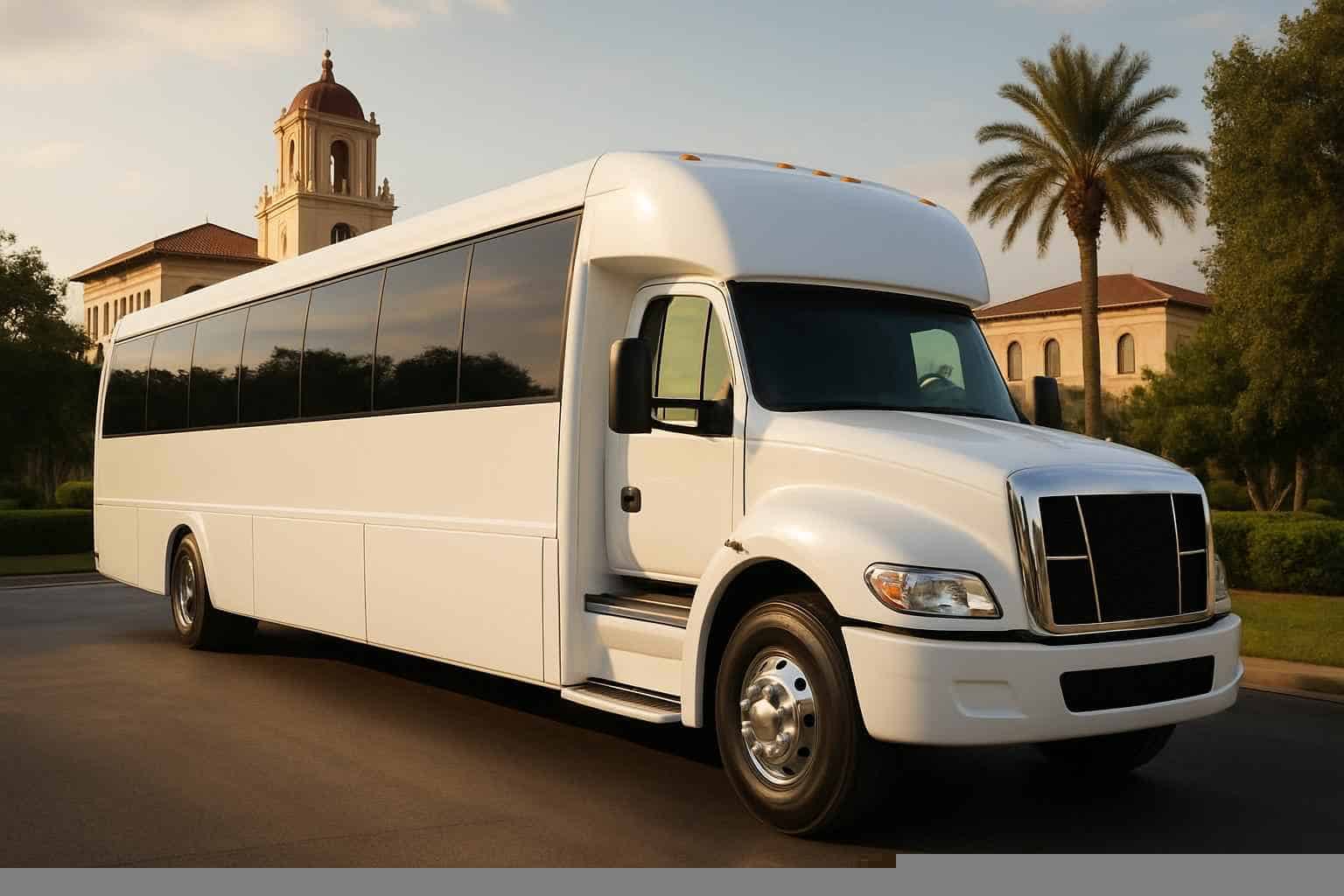Luxury White Party Bus Rental in Pasadena Texas