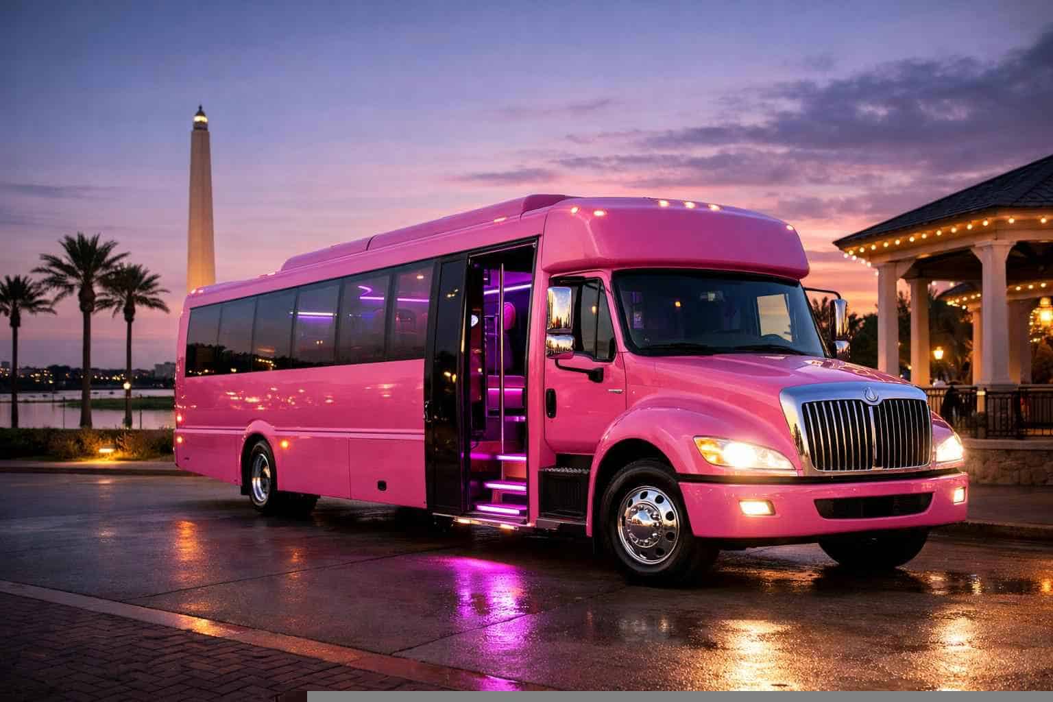 Pink Party Bus Rental in Humble Texas
