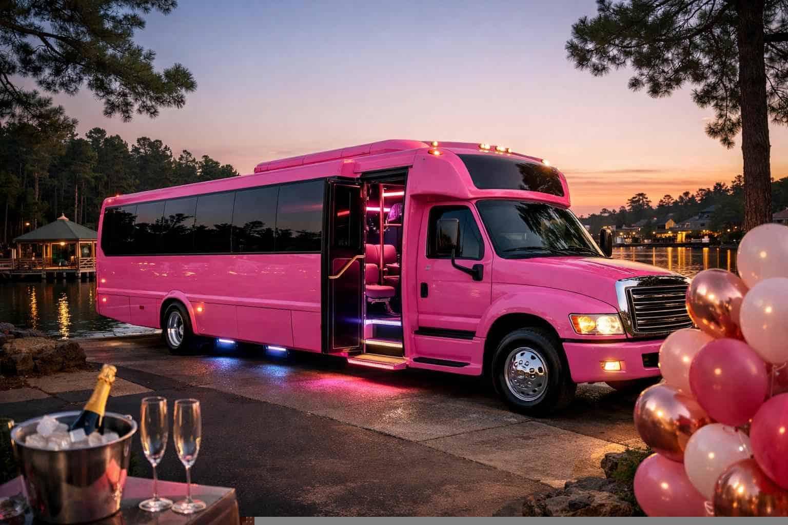 Pink Party Bus Rental in Kingwood Texas