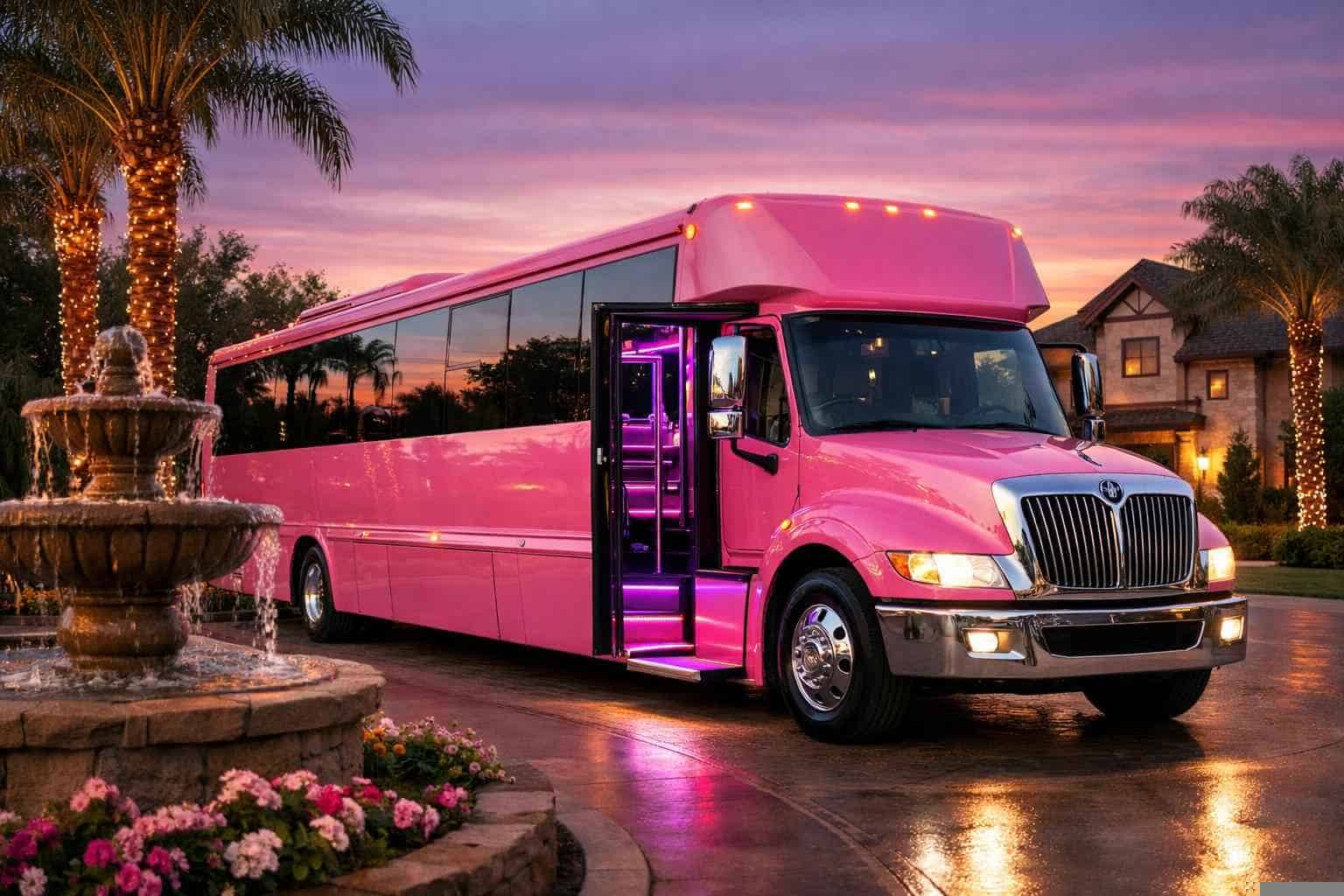 Pink Party Bus Rental in Spring Texas
