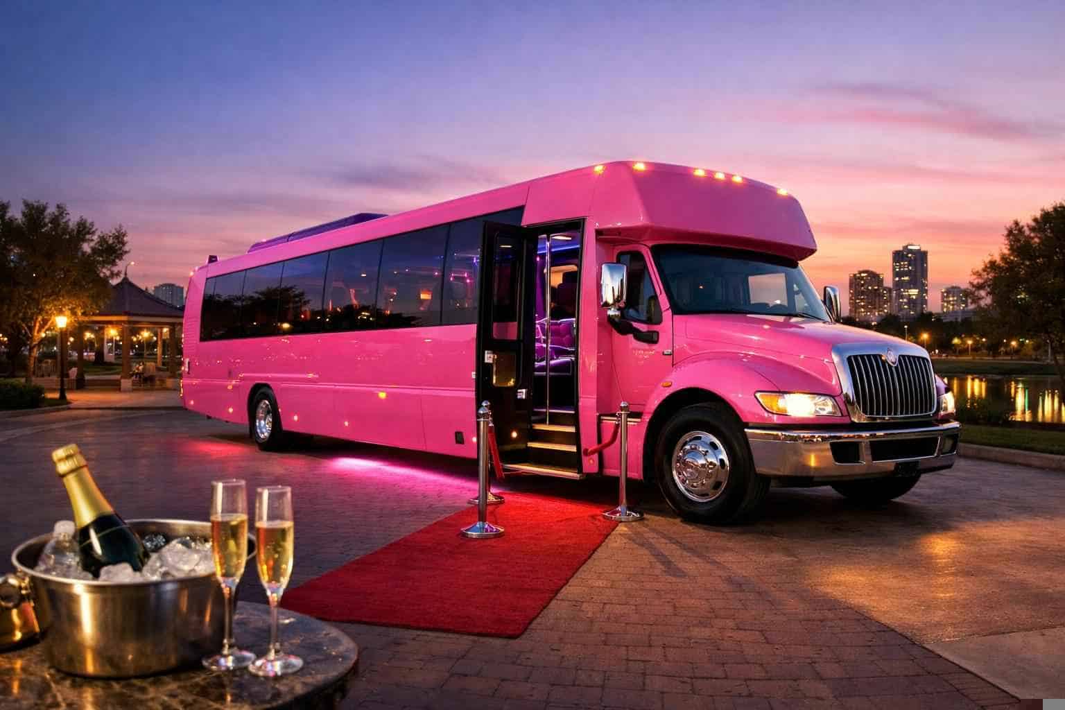 Pink Party Bus Rental Near Me Humble TX