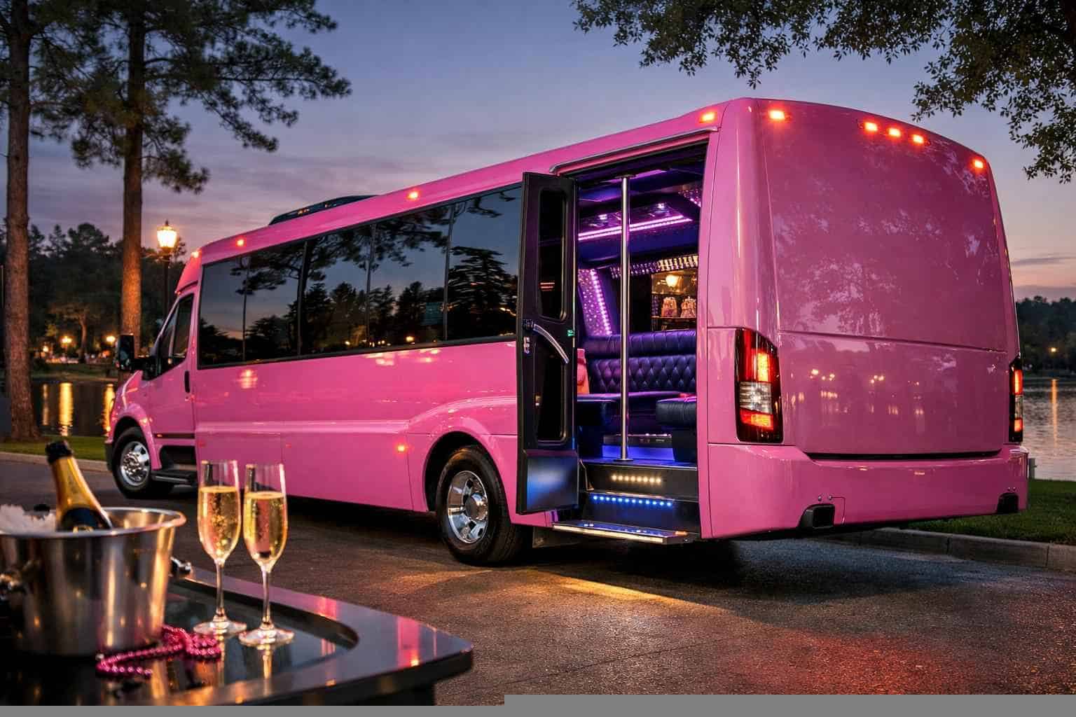 Pink Party Bus Rental Near Me Kingwood TX