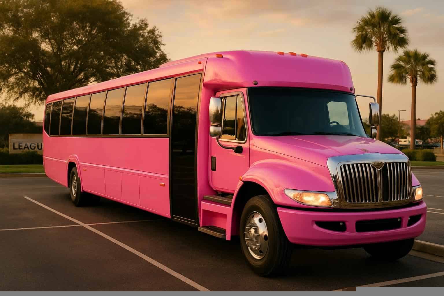 Pink Party Bus Rental Near Me League City TX