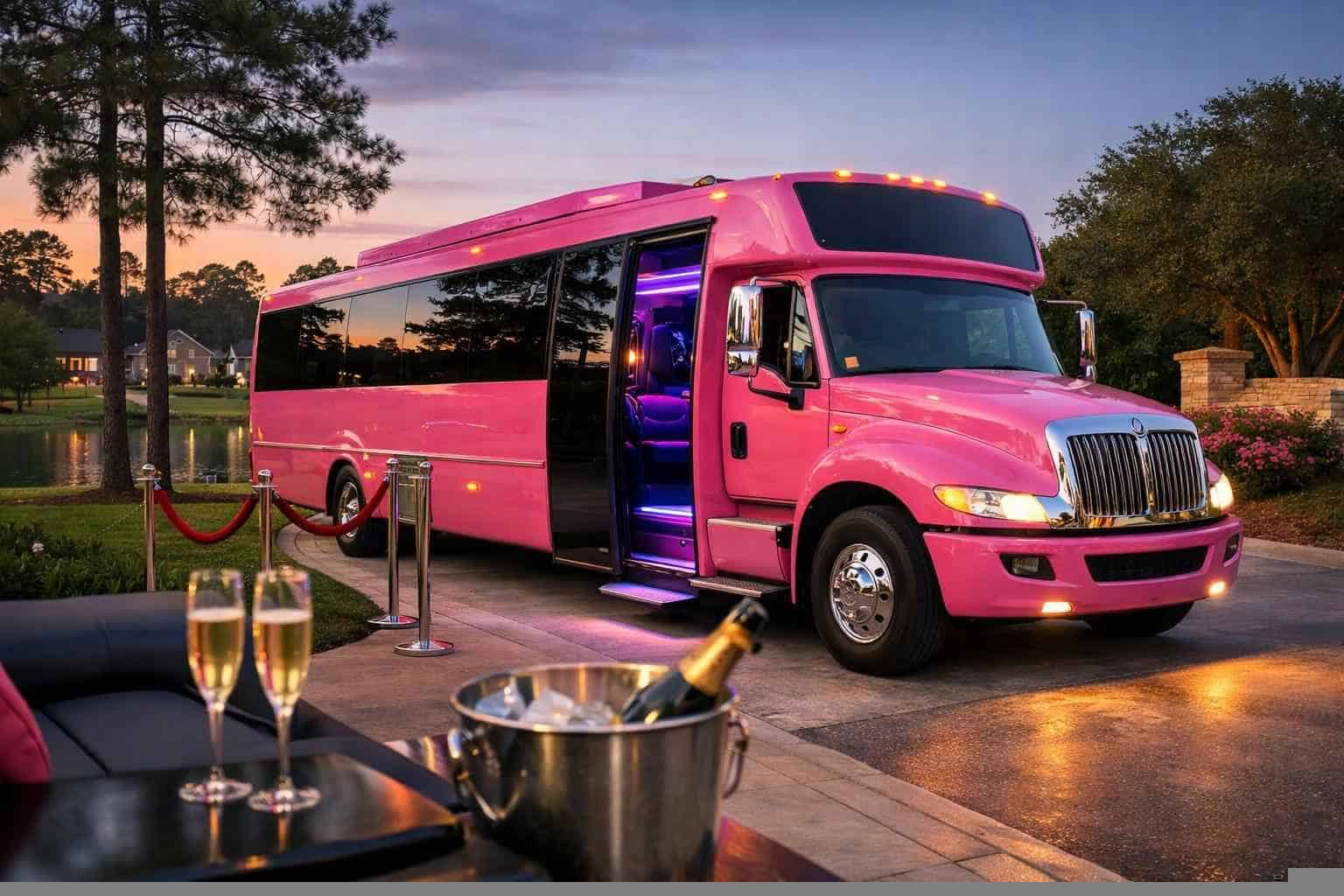 Pink Party Bus Rental Near Me Spring TX