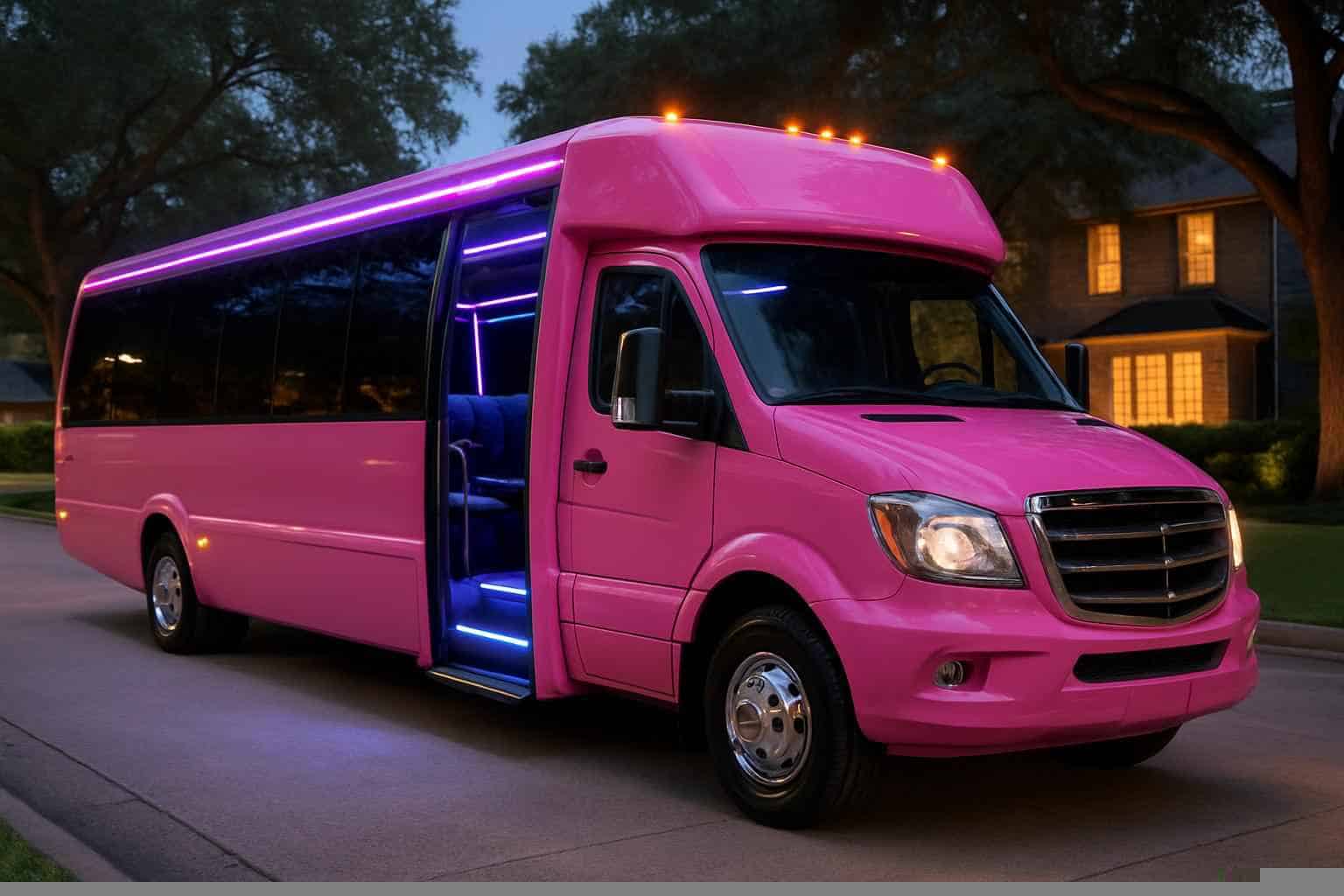 Pink Party Bus Rental Near Me Sugar Land TX