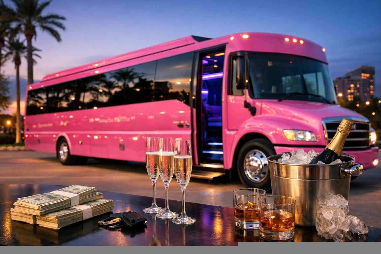 Pink Party Bus Rental Prices In Cypress TX