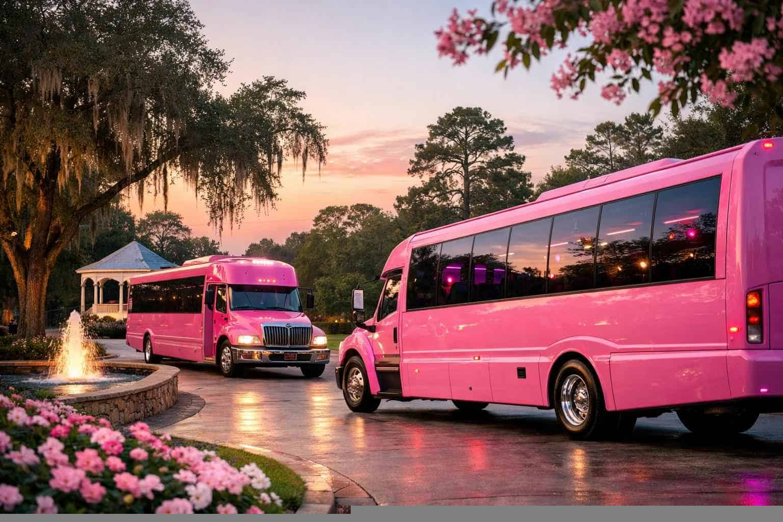 Pink Party Buses in Spring Texas