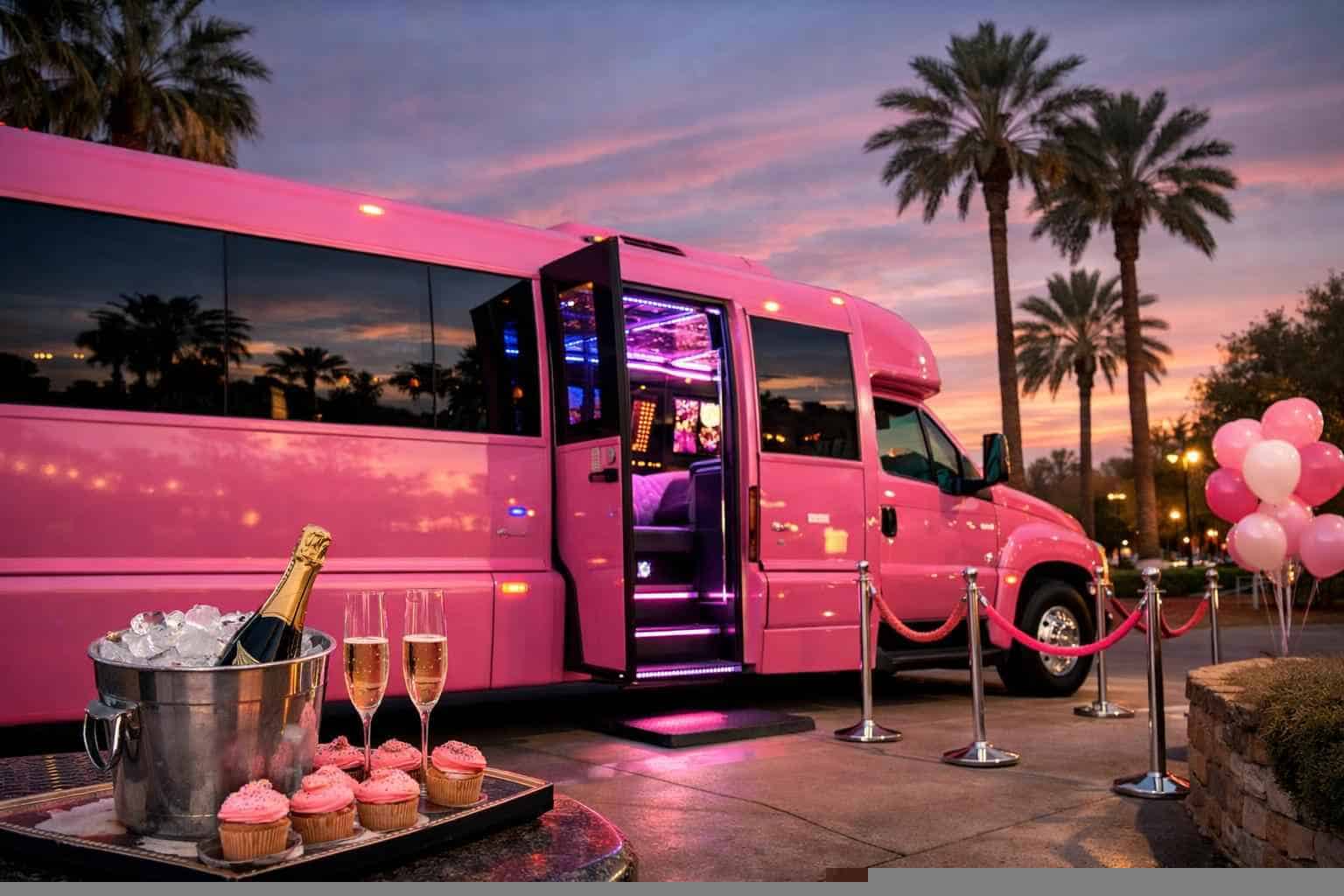 Spring Texas Pink Party Bus Rental