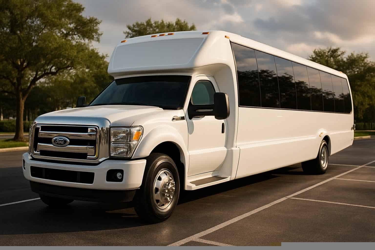 White Party Bus Rental in Conroe Texas