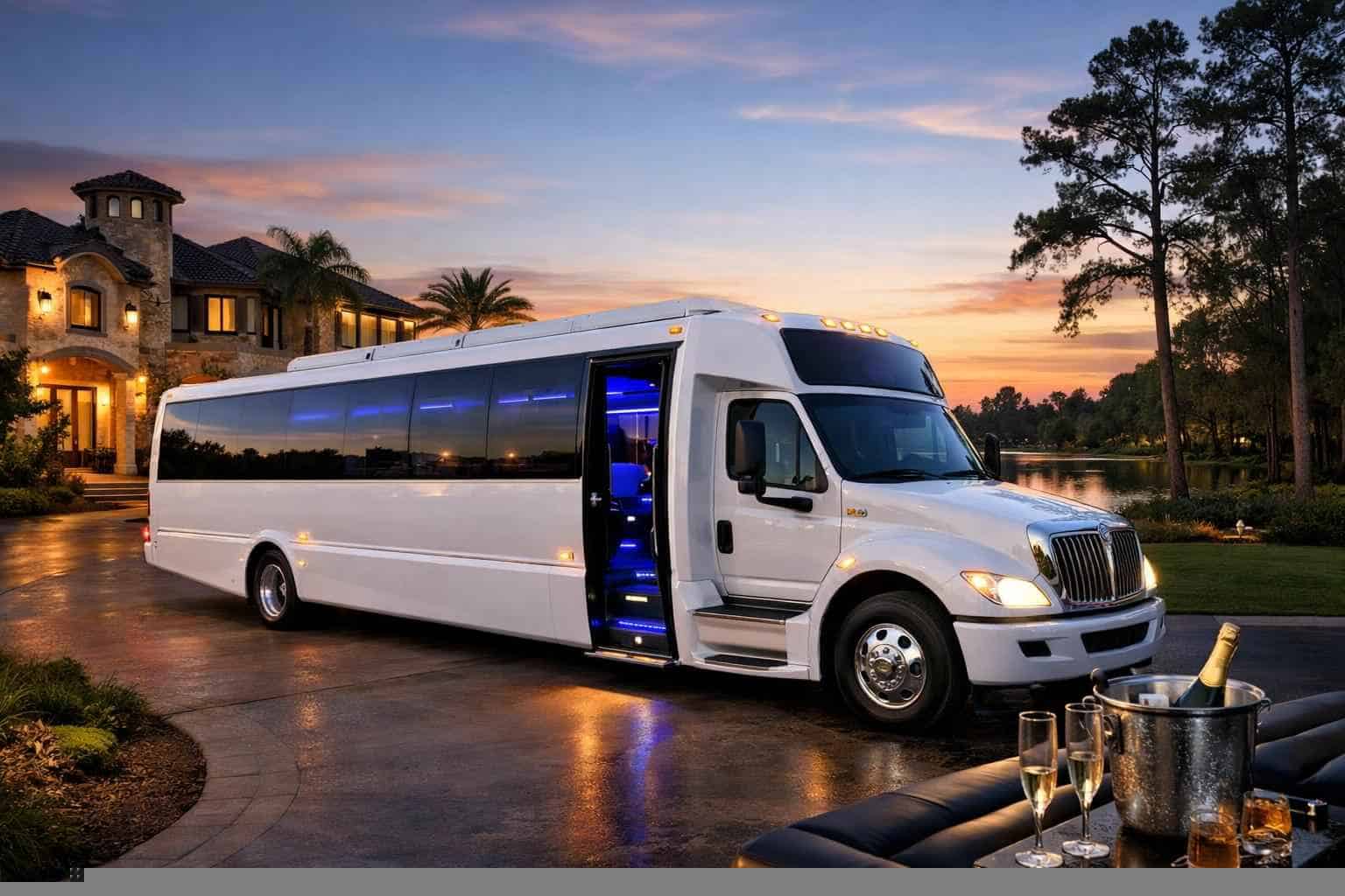 White Party Bus Rental in Cypress Texas