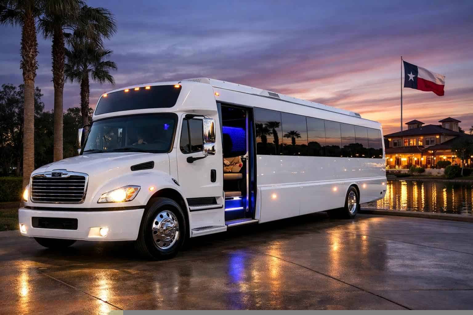 White Party Bus Rental in Humble Texas