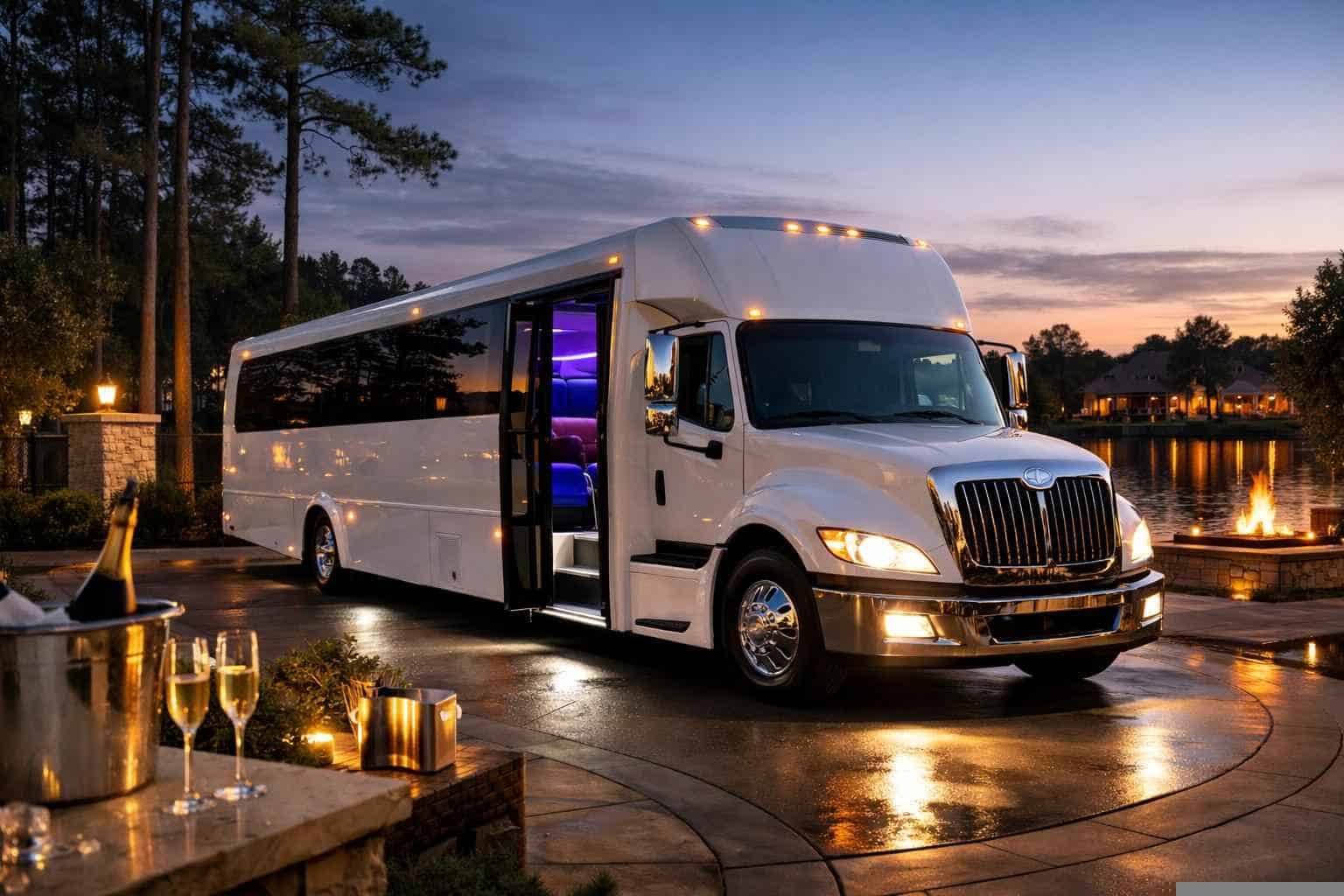 White Party Bus Rental in Kingwood Texas
