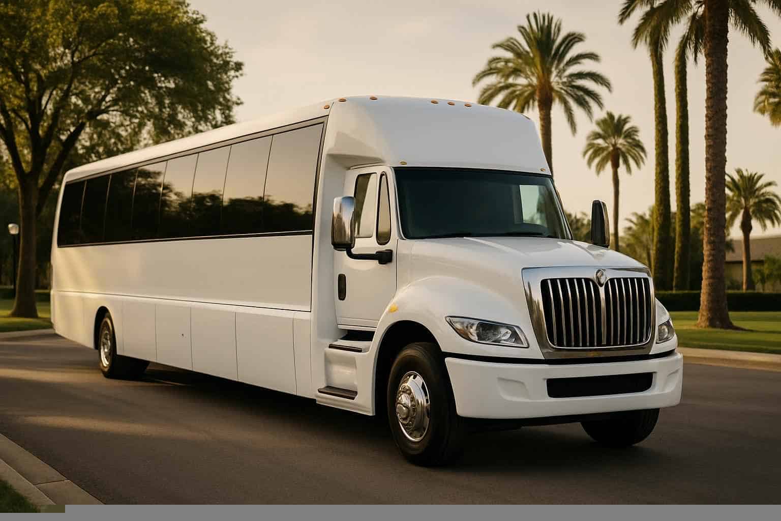 White Party Bus Rental in Pasadena Texas