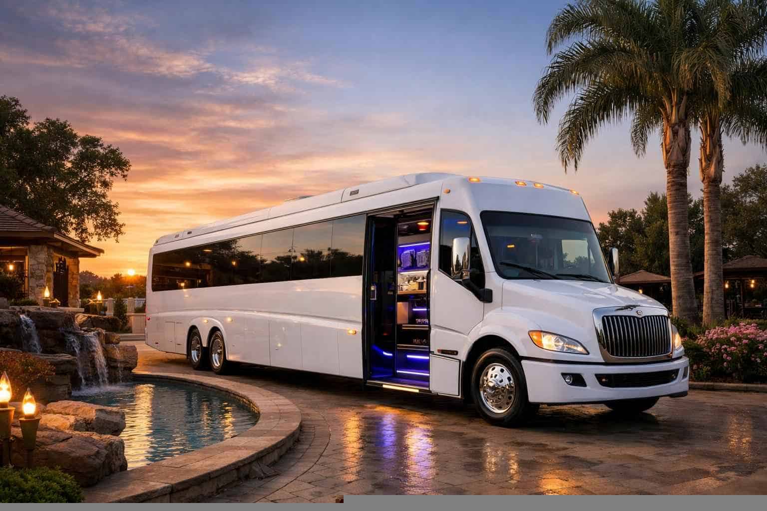 White Party Bus Rental in Spring Texas