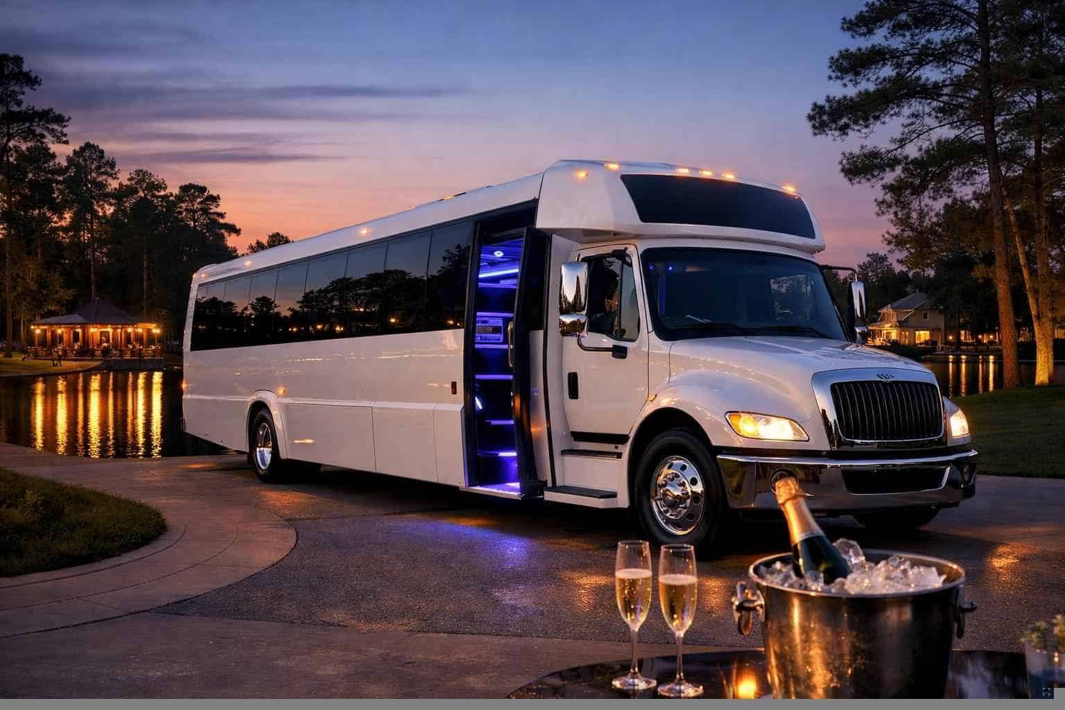 White Party Bus Rental Near Me Kingwood TX