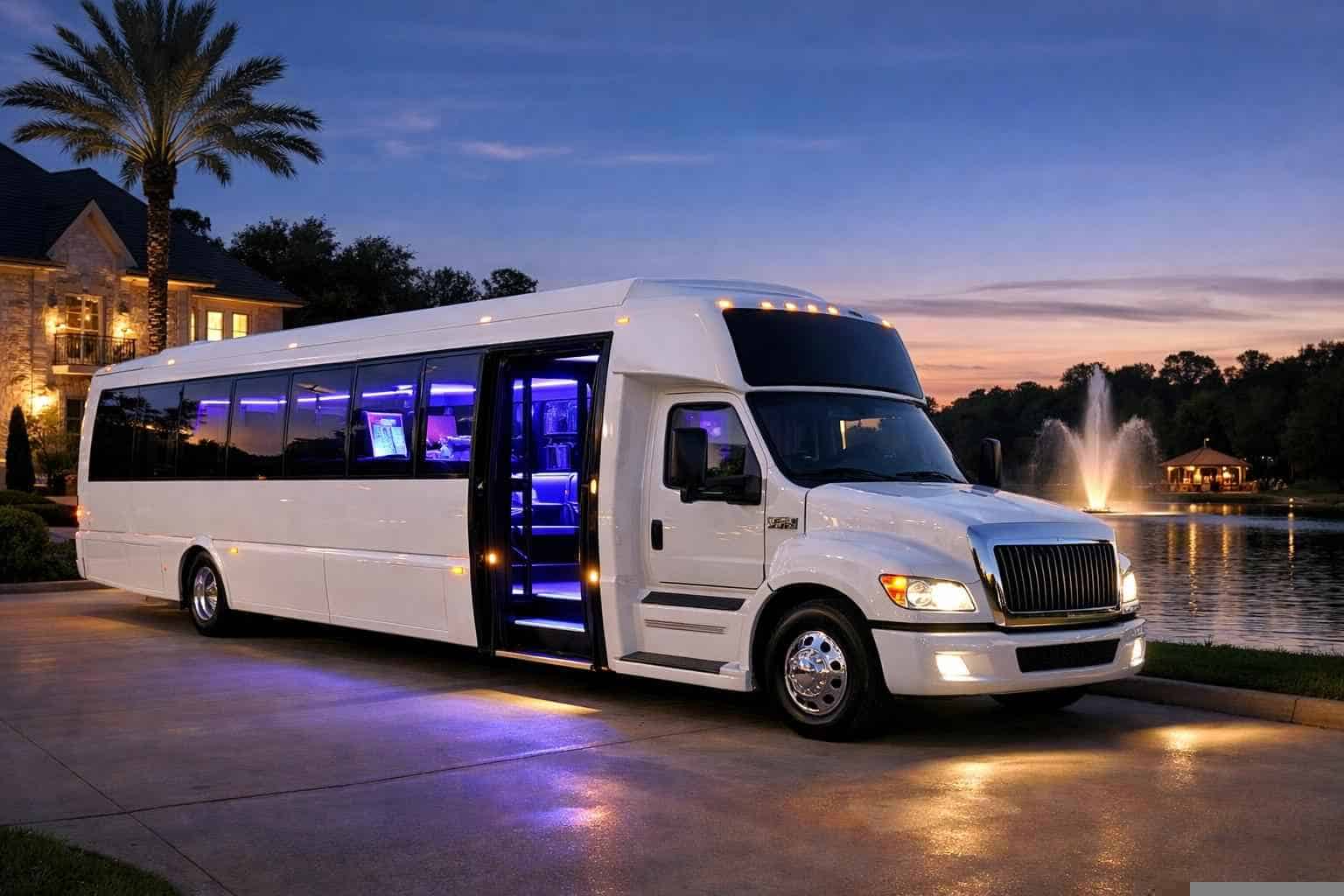 White Party Bus Rental Near Me Spring TX
