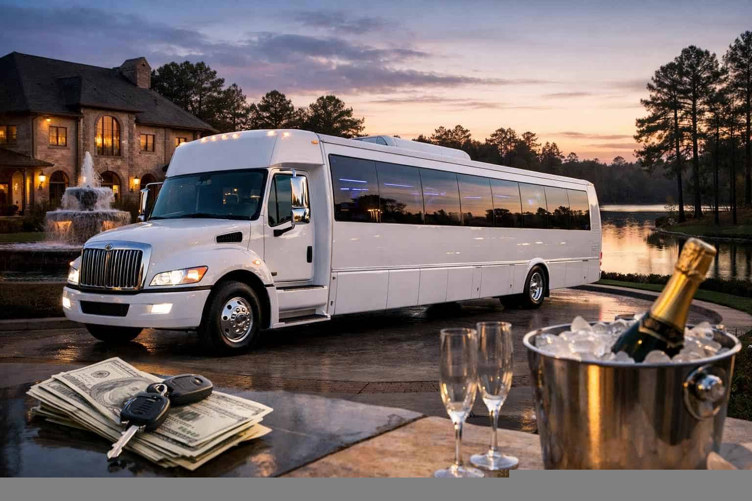 White Party Bus Rental Prices in Kingwood TX