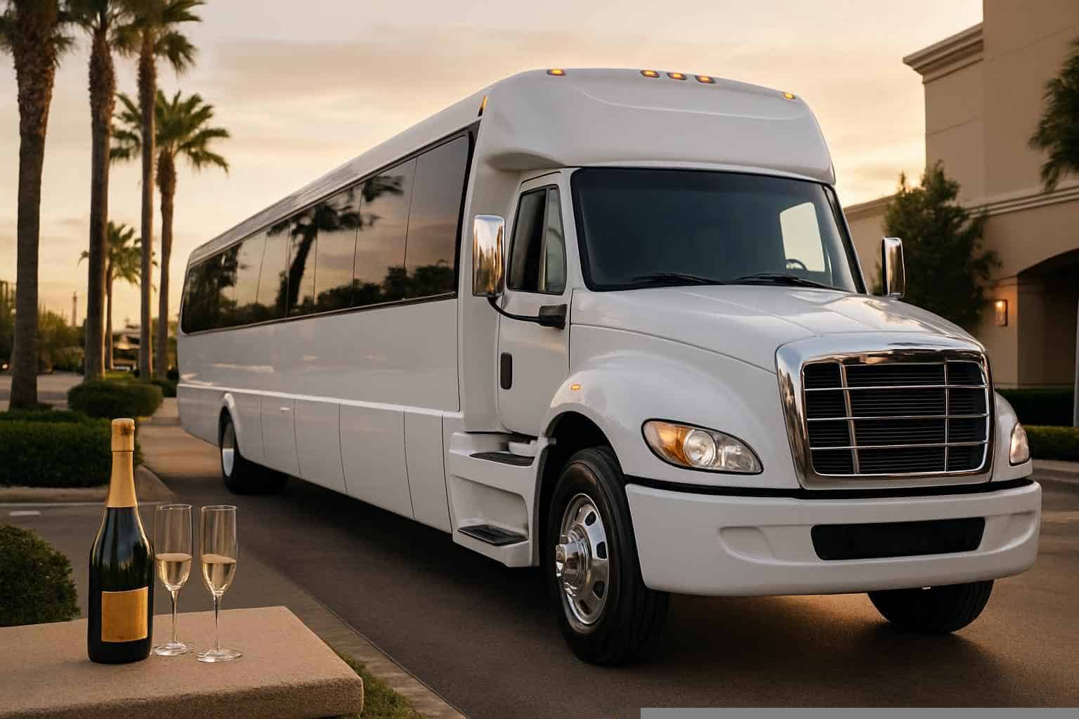 White Party Bus Rental Prices in Pasadena TX