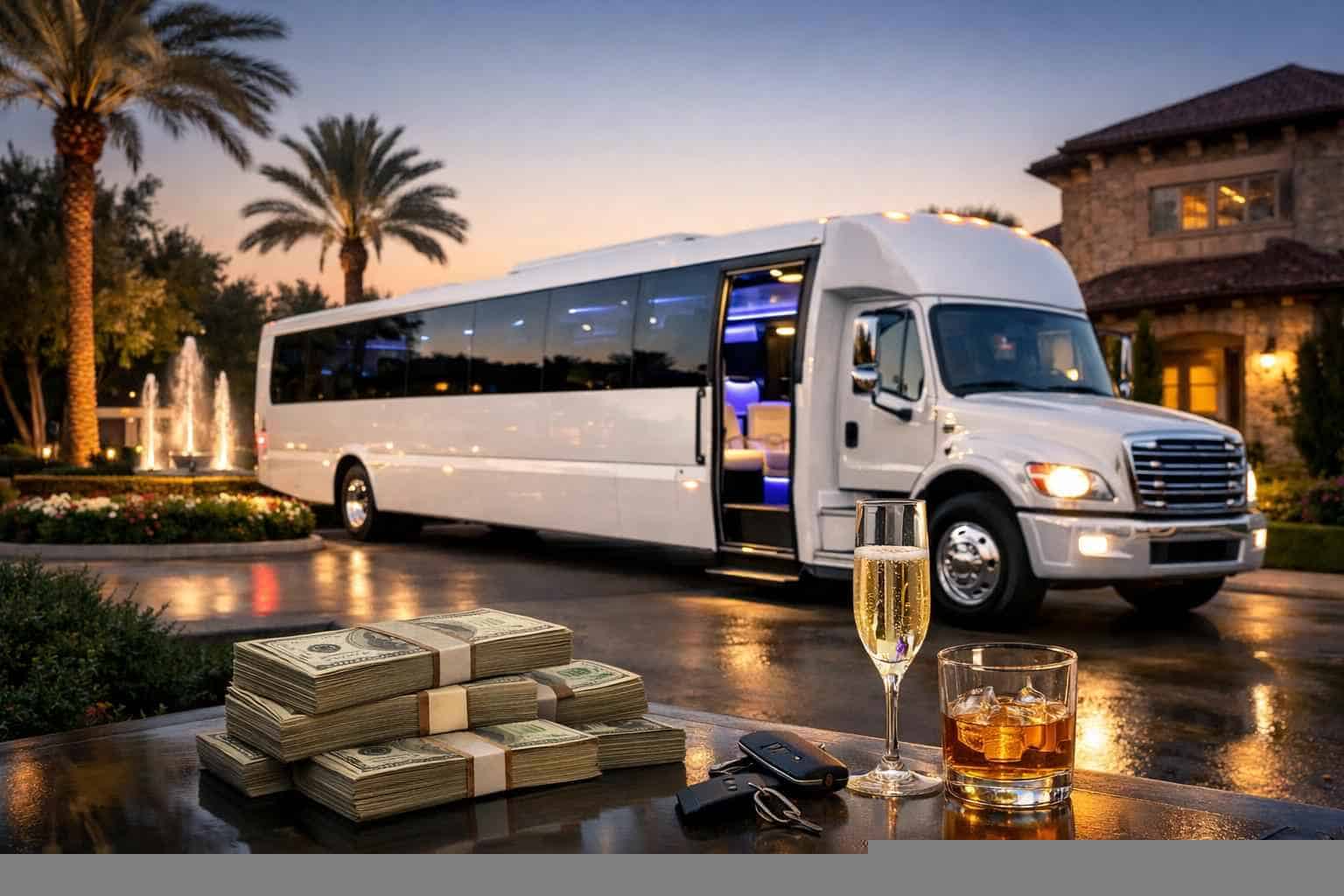 White Party Bus Rental Prices in Spring TX