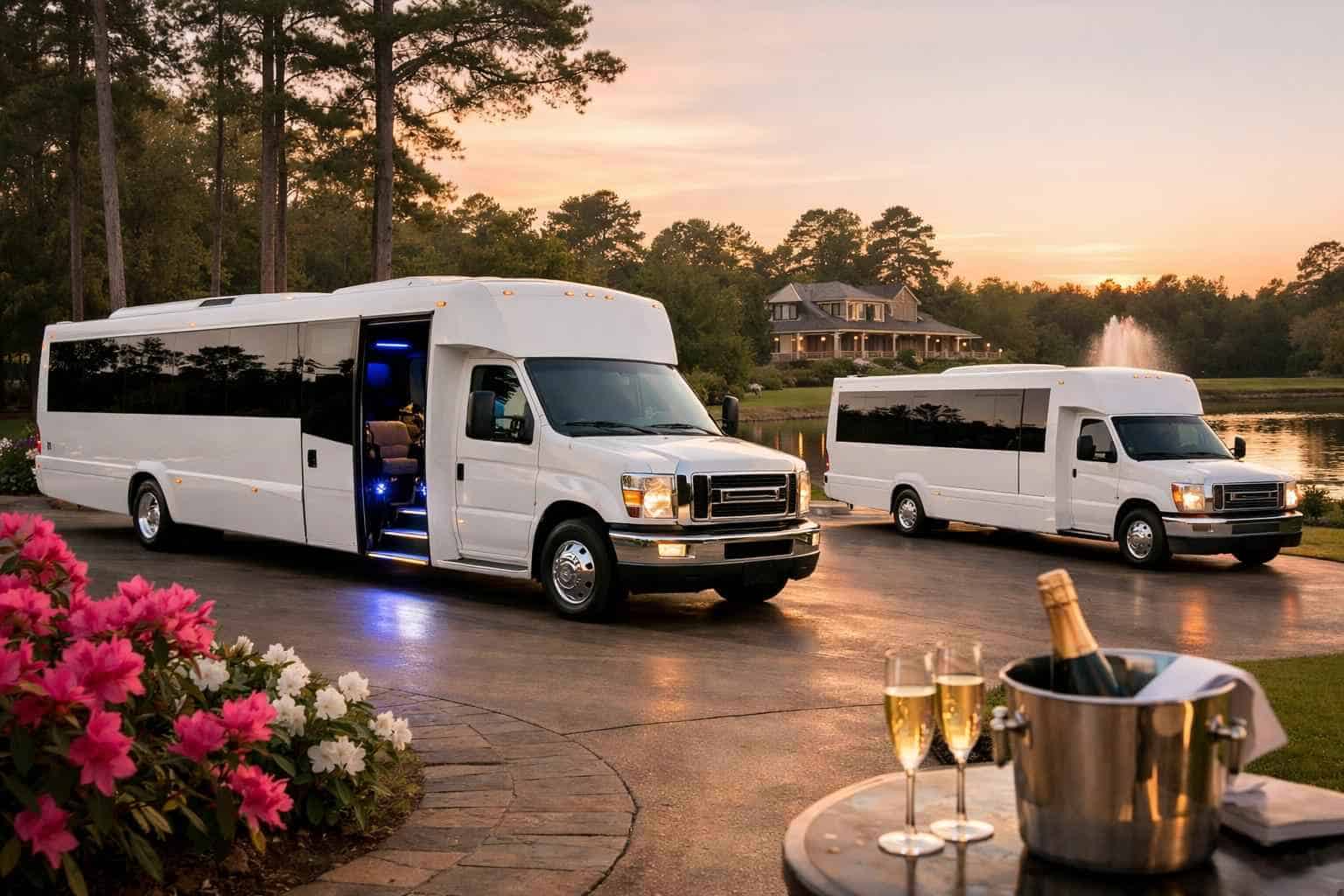 White Party Buses in Spring Texas