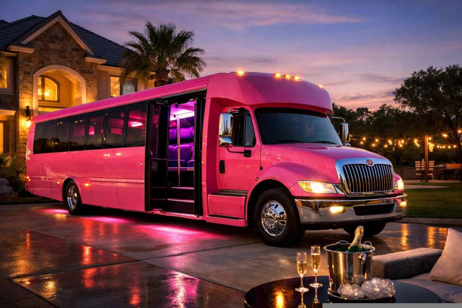 Best Pink Party Bus Rental in Friendswood Texas