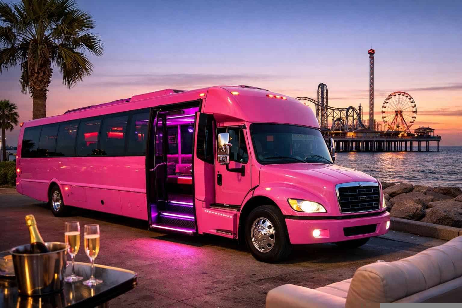 Best Pink Party Bus Rental in Galveston Texas